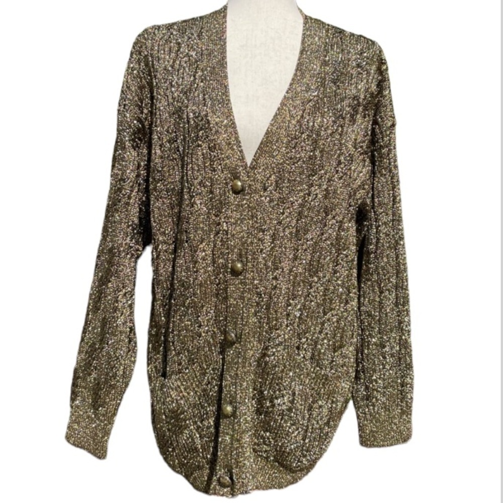 Vintage Joseph Tricot Dark Gold Cable Knit Cardigan Sweater